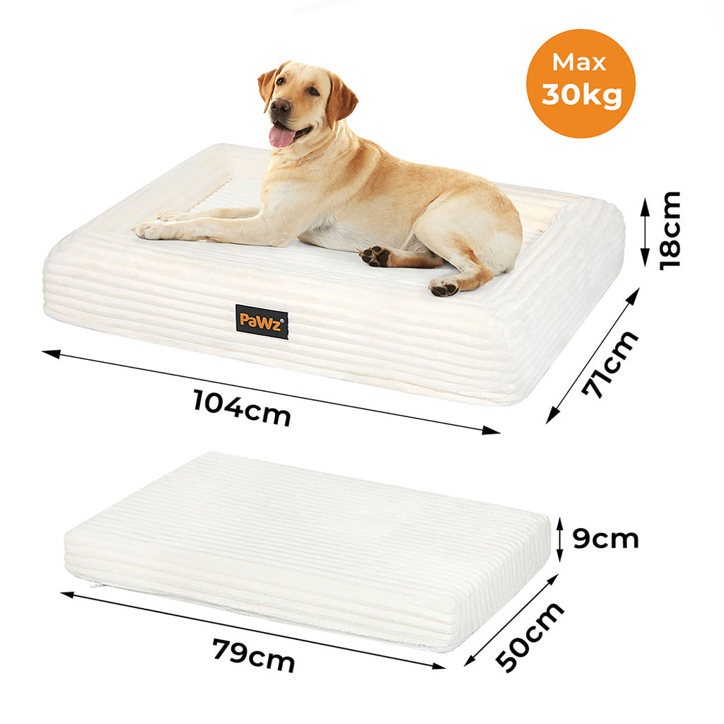 Pawz XL Size Orthopedic Dog Bed with Corduroy Removable Cover Waterproof Washable Beige