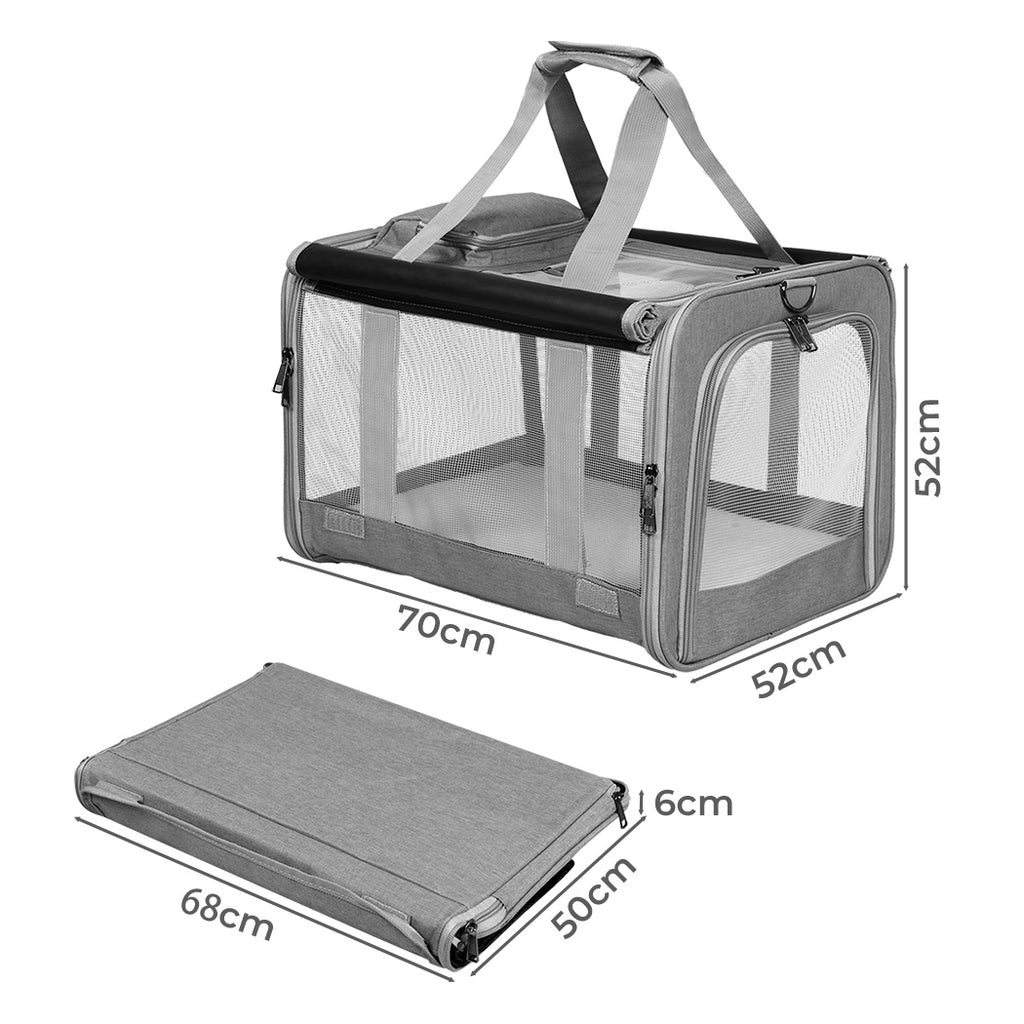 Pawz 3 in 1 Pet Soft Crate Dog Cat Carrier XL Size Grey