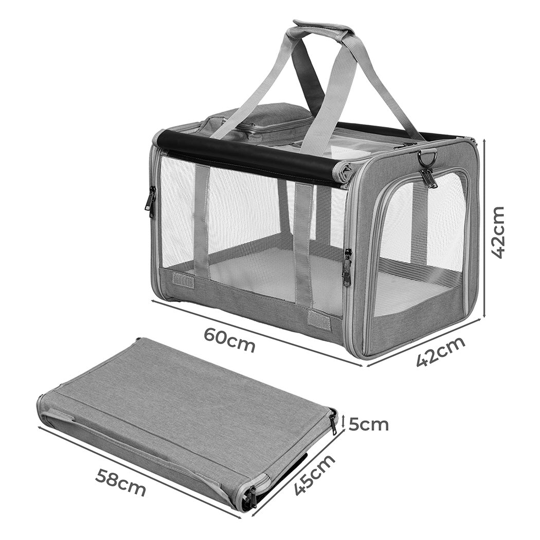 Pawz 3 in 1 Pet Soft Crate Dog Cat Carrier L Size Grey