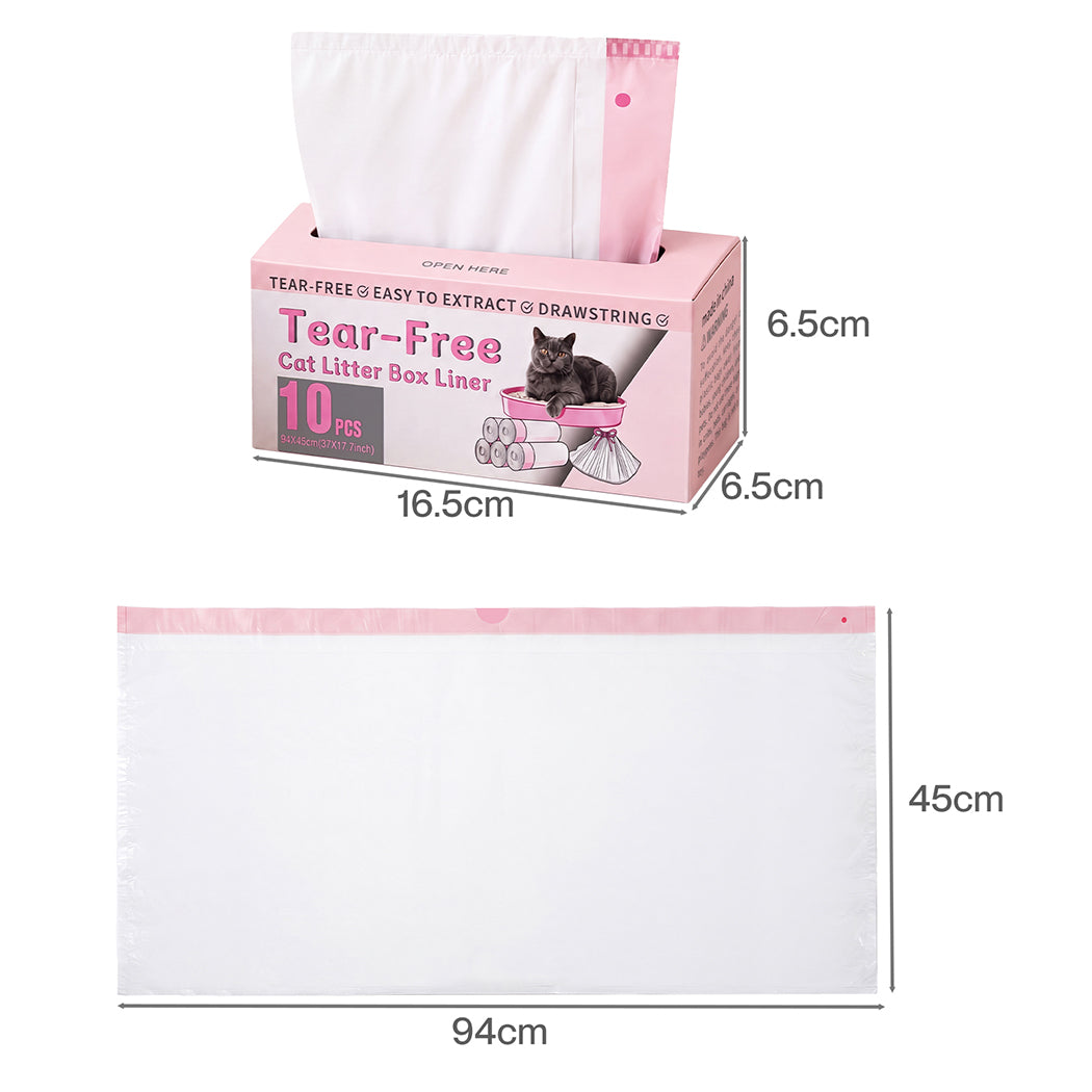 Pawz Cat Litter Bags 30 Pcs 94 x 45cm Drawstring 10kg HDPE White Pink
