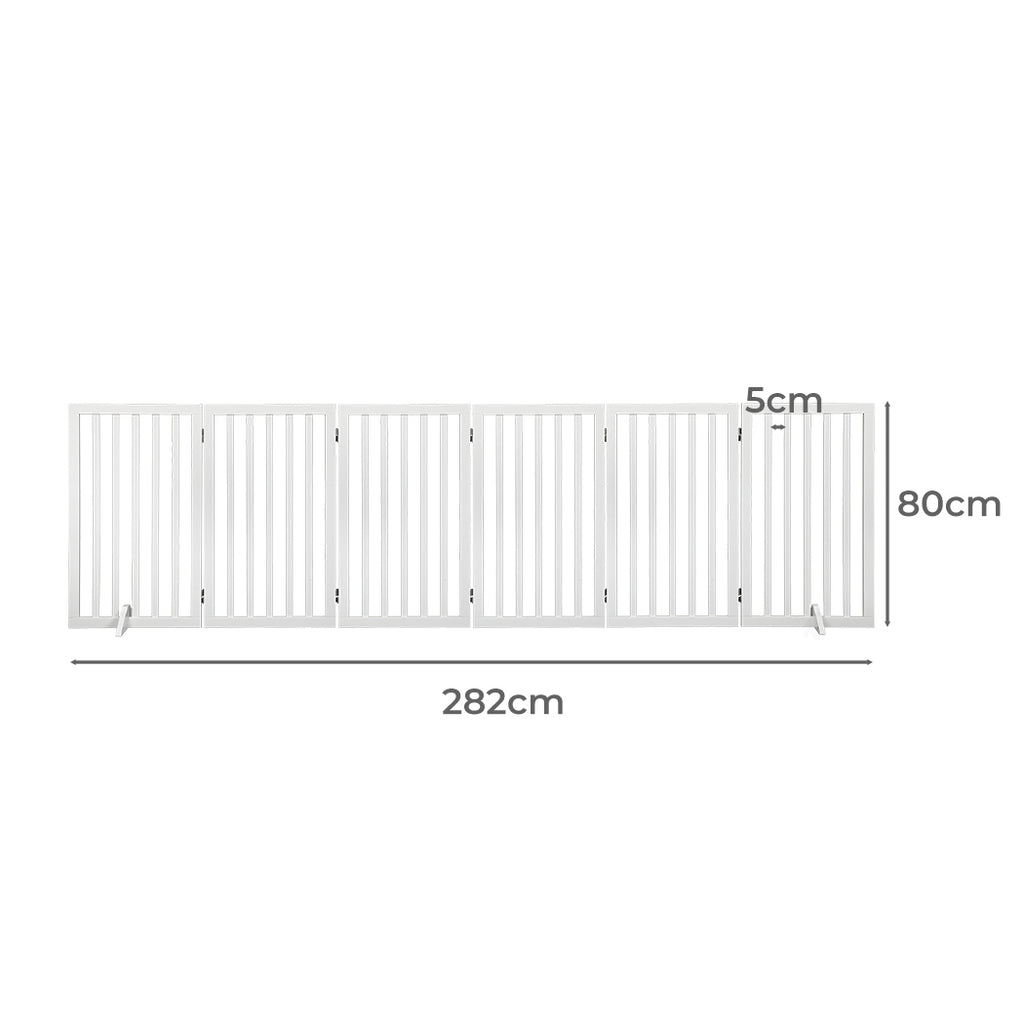 PaWz Wooden Pet Gate Dog Fence Safety White 6 Panels