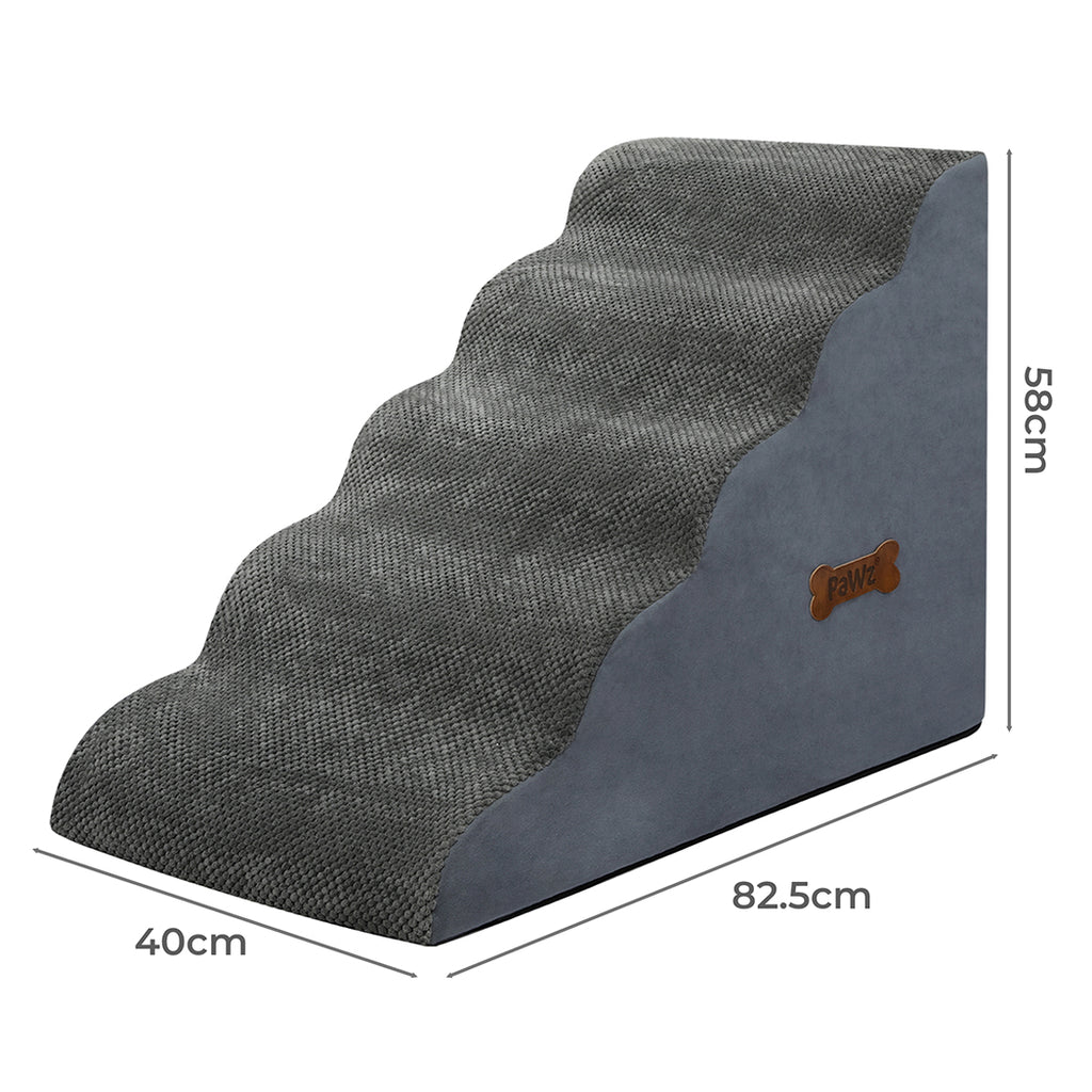 Pawz 5 Steps Pet Stairs Dog Ramp High Density Foam Grey