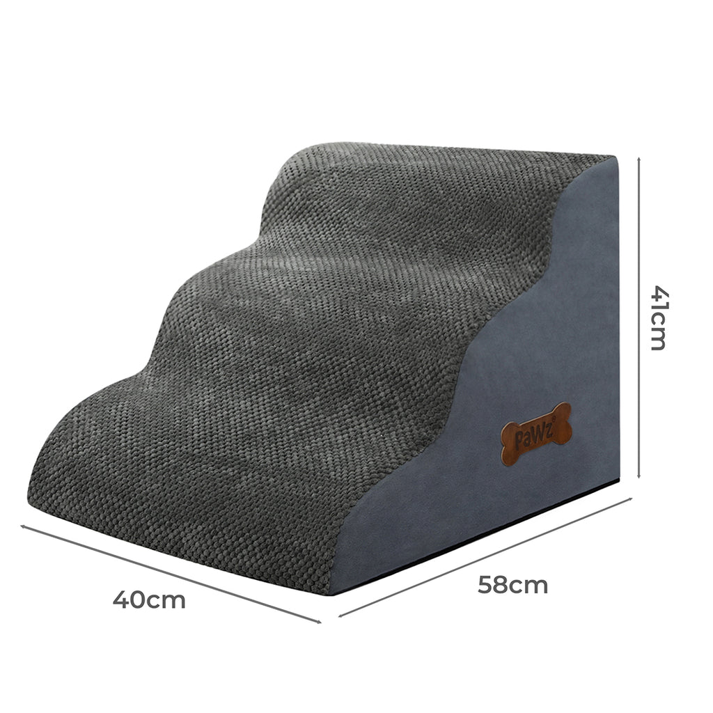 Pawz 3 Steps Pet Stairs Dog Ramp High Density Foam Grey