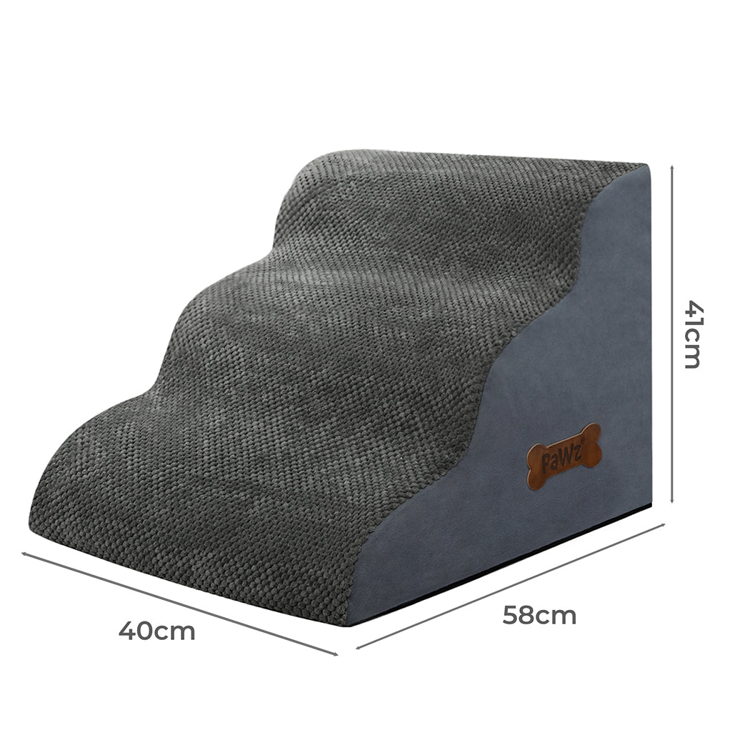 Pawz 3 Steps Pet Stairs Dog Ramp High Density Foam Grey