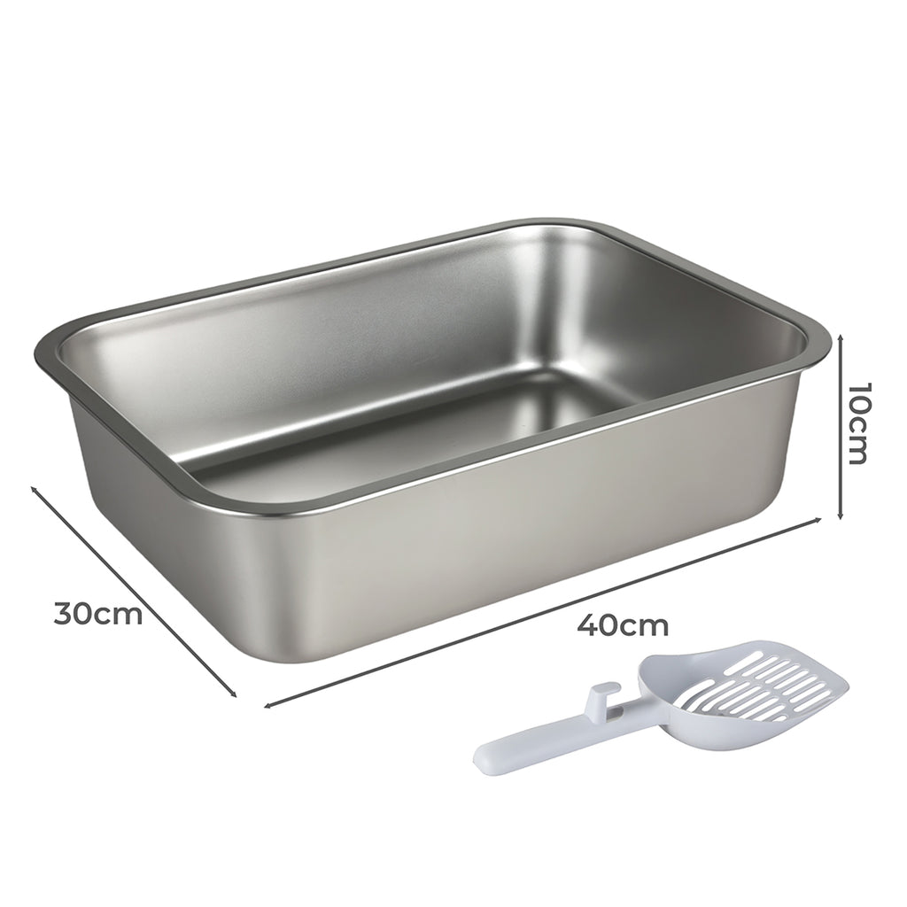 Pawz Stainless Steel Cats Litter Box 10cm Height Small Animals Easy Entry Clean