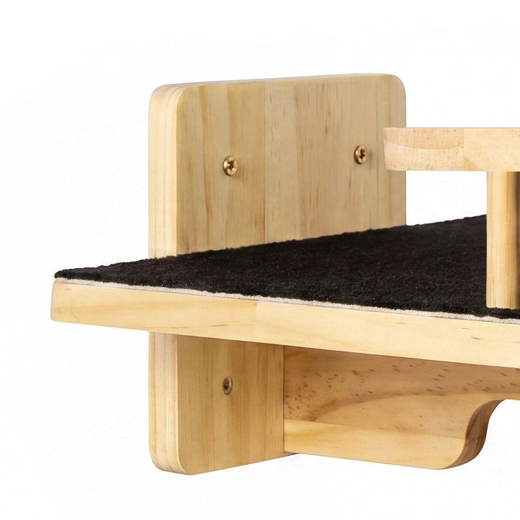 Pawz Cat Wall Shelves Corner Cat Tree with Guard Rail 15mm Pine Wood