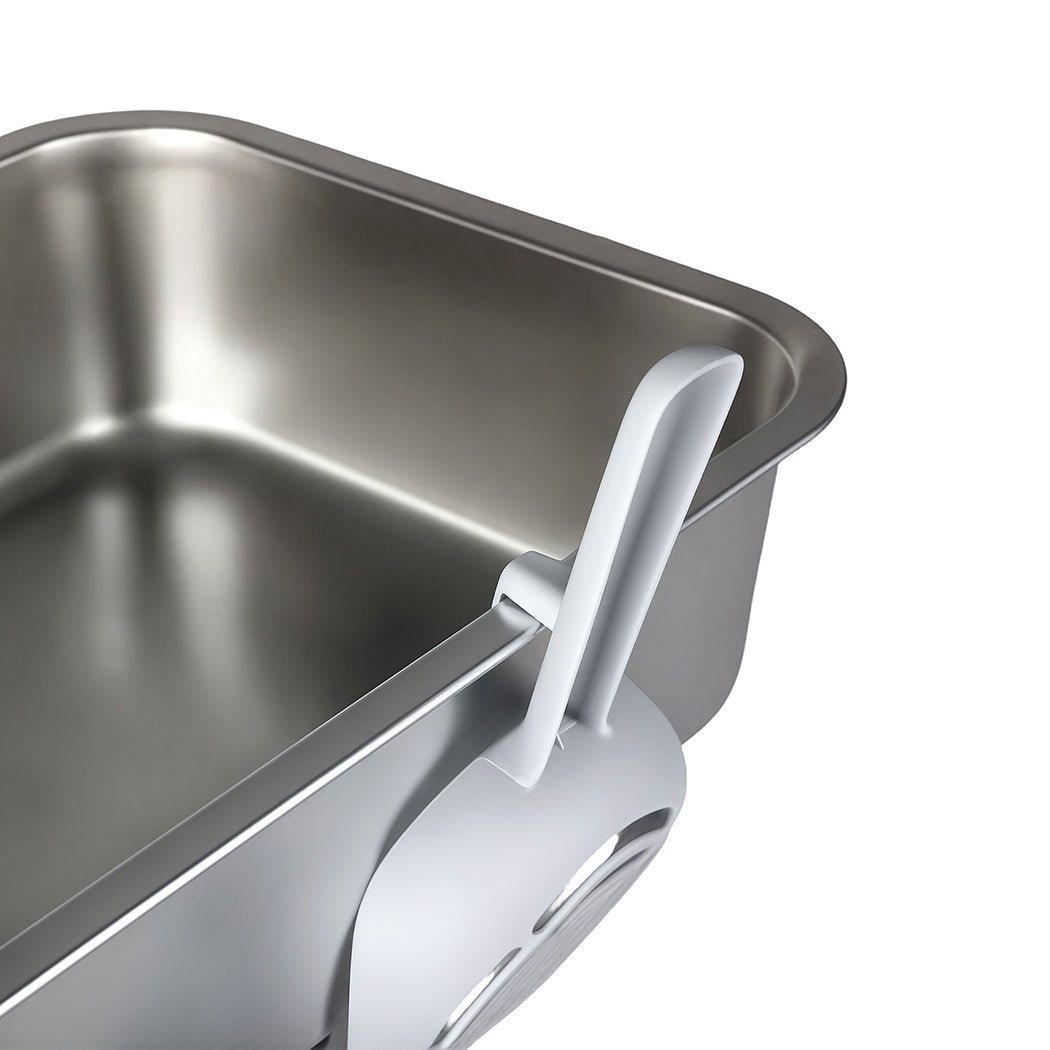 Pawz Stainless Steel Cats Litter Box 10cm Height Small Animals Easy Entry Clean