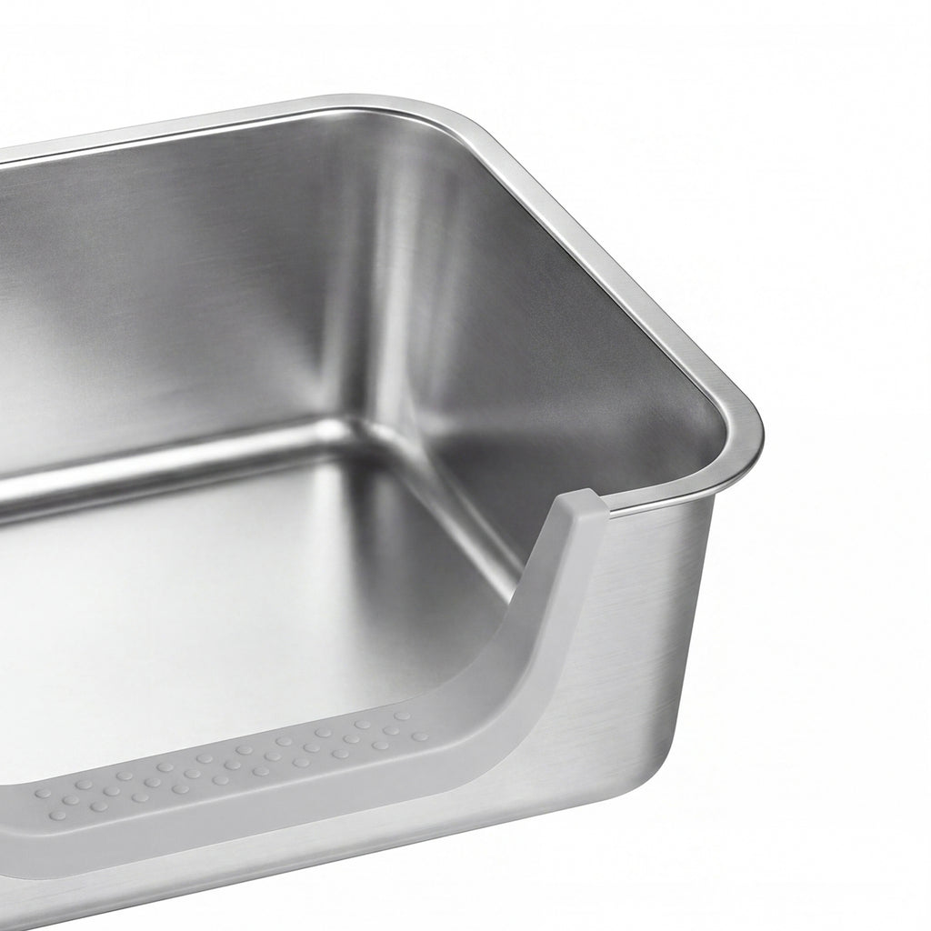 Pawz Stainless Steel Cat Litter Box Low Entry Tray Non-Stick Easy to Clean