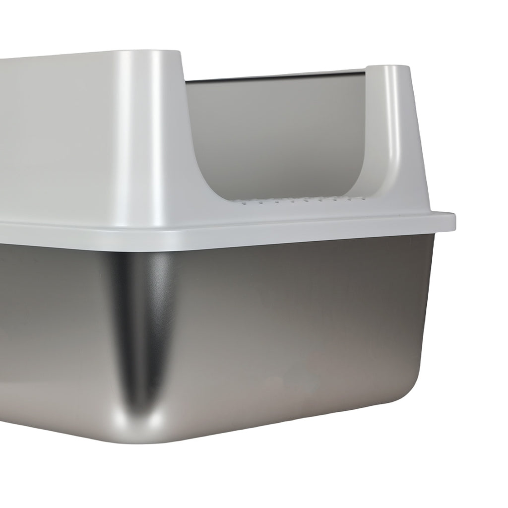 Pawz Stainless Steel Large Semi-Enclosed Cat Litter Box